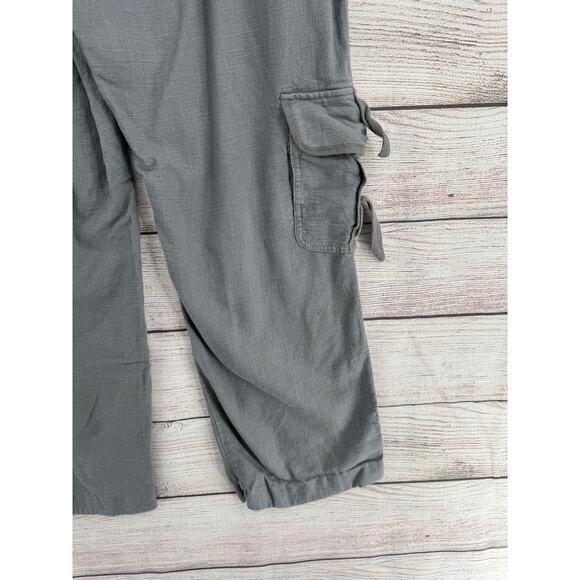 Soft Surroundings Linen Blend Cargo Lounge Pants Womens Large Gray Elastic Waist - Picture 6 of 11
